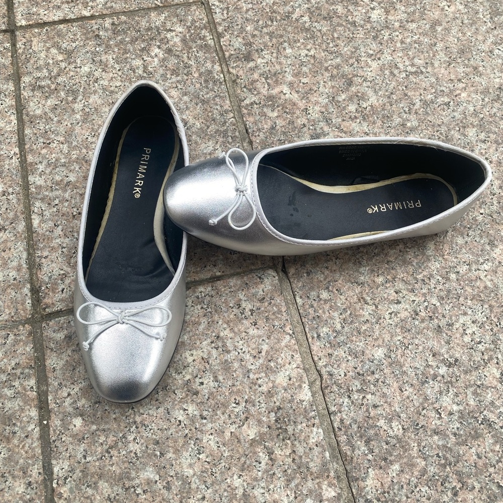 Primark Silver Ballet Flats with Bow